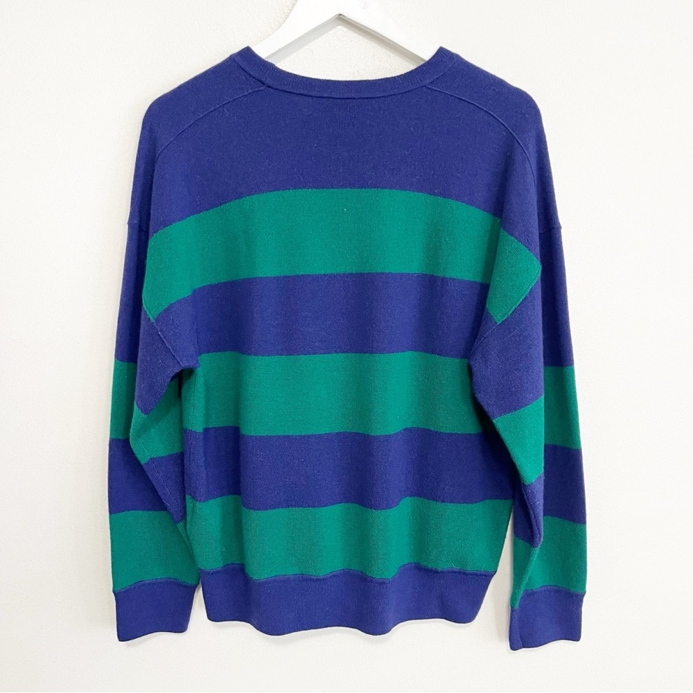 NWT Madewell Merino Wool Pullover Sweater Cobalt Green Navy Stripe L - Picture 7 of 11